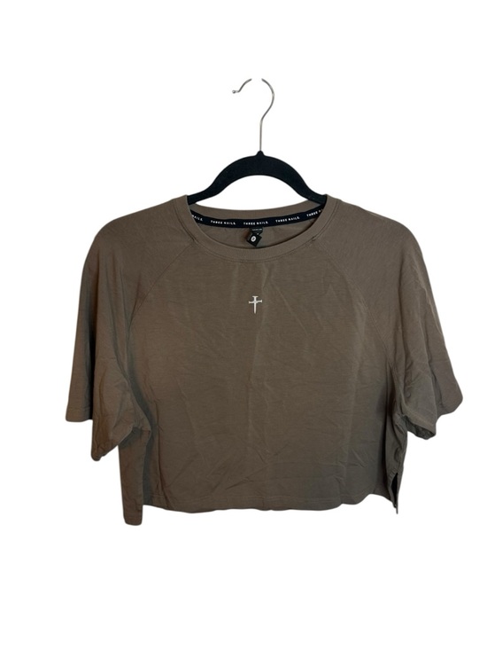 Three Nails Tops - Three Nails Tan Cropped Active Tee